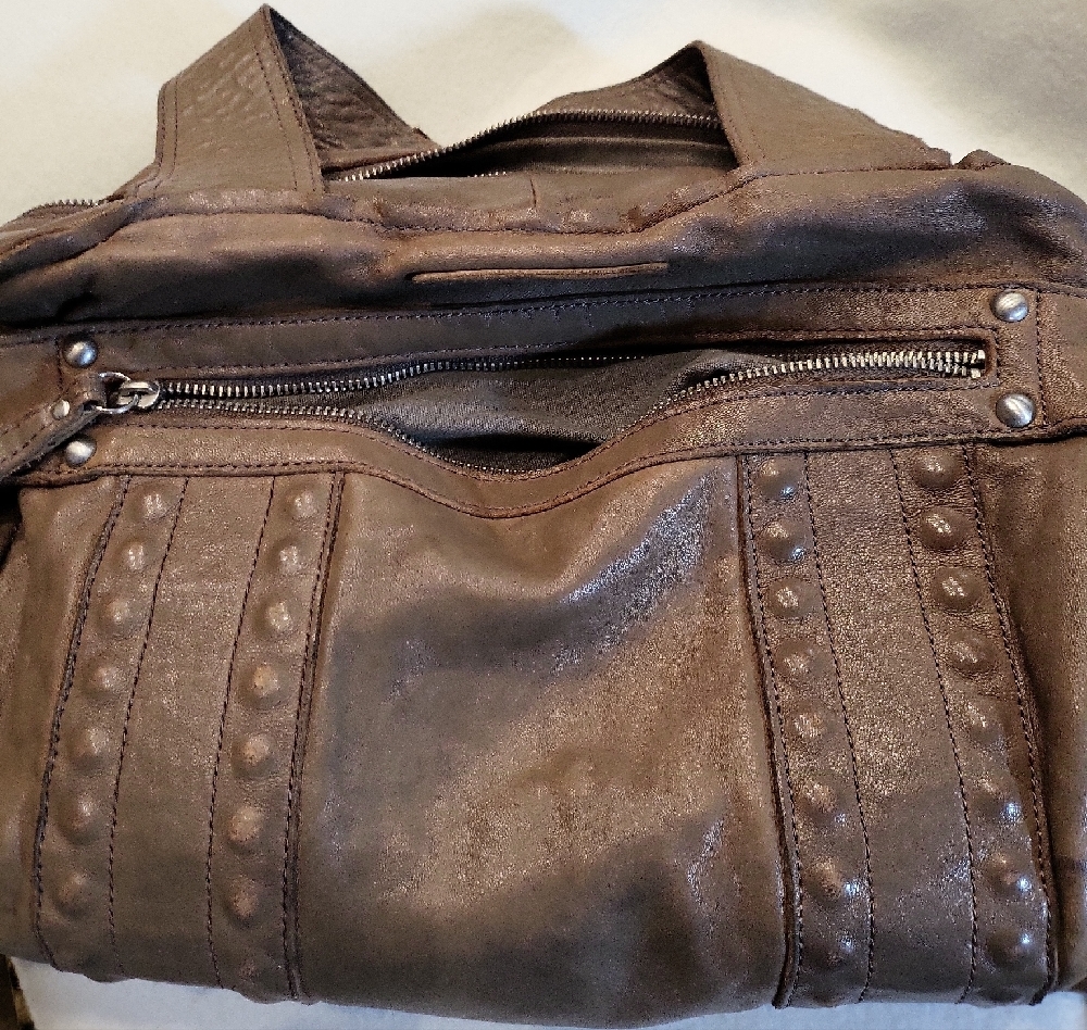 Liebeskind Carla Brown / Gray Genuine Leather Convertible Shoulder Bag Rare - Picture 7 of 12